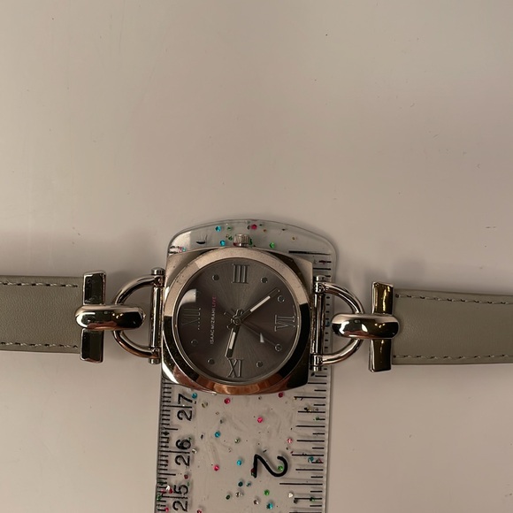 Isaac Mizrahi Watch Stainless Steel Case Horse Bit Style Grey Strap Watch - Picture 11 of 11